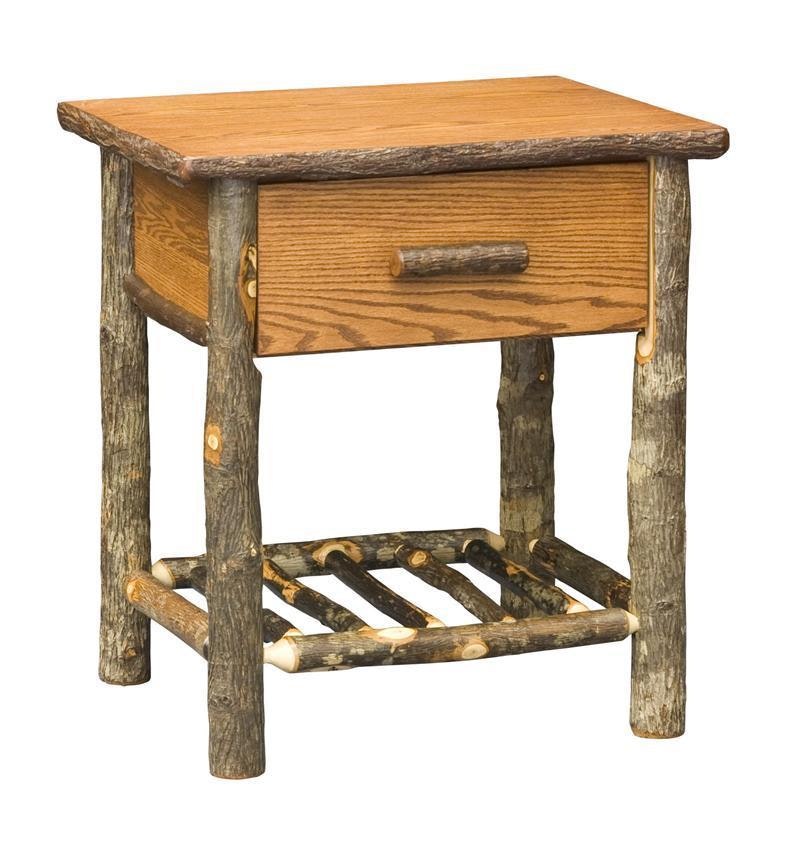 Rustic Hickory Night Stand From DutchCrafters Amish Furniture   Blue Mountain Hickory Night Stand 